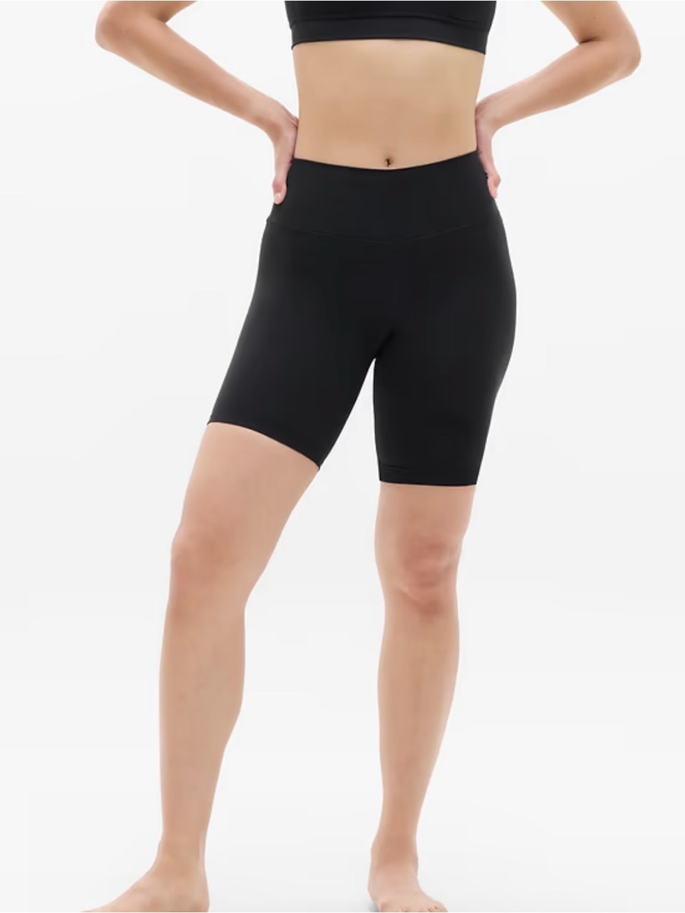 Athleta Transcend Black High-Rise Bike Shorts 7” inseam